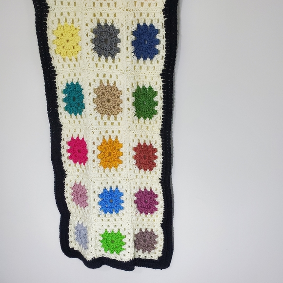 Granny Square Multicolored Crocheted Scarf - Picture 6 of 13